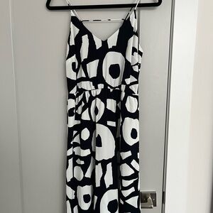 LOFT Navy and White Graphic Maxi Dress